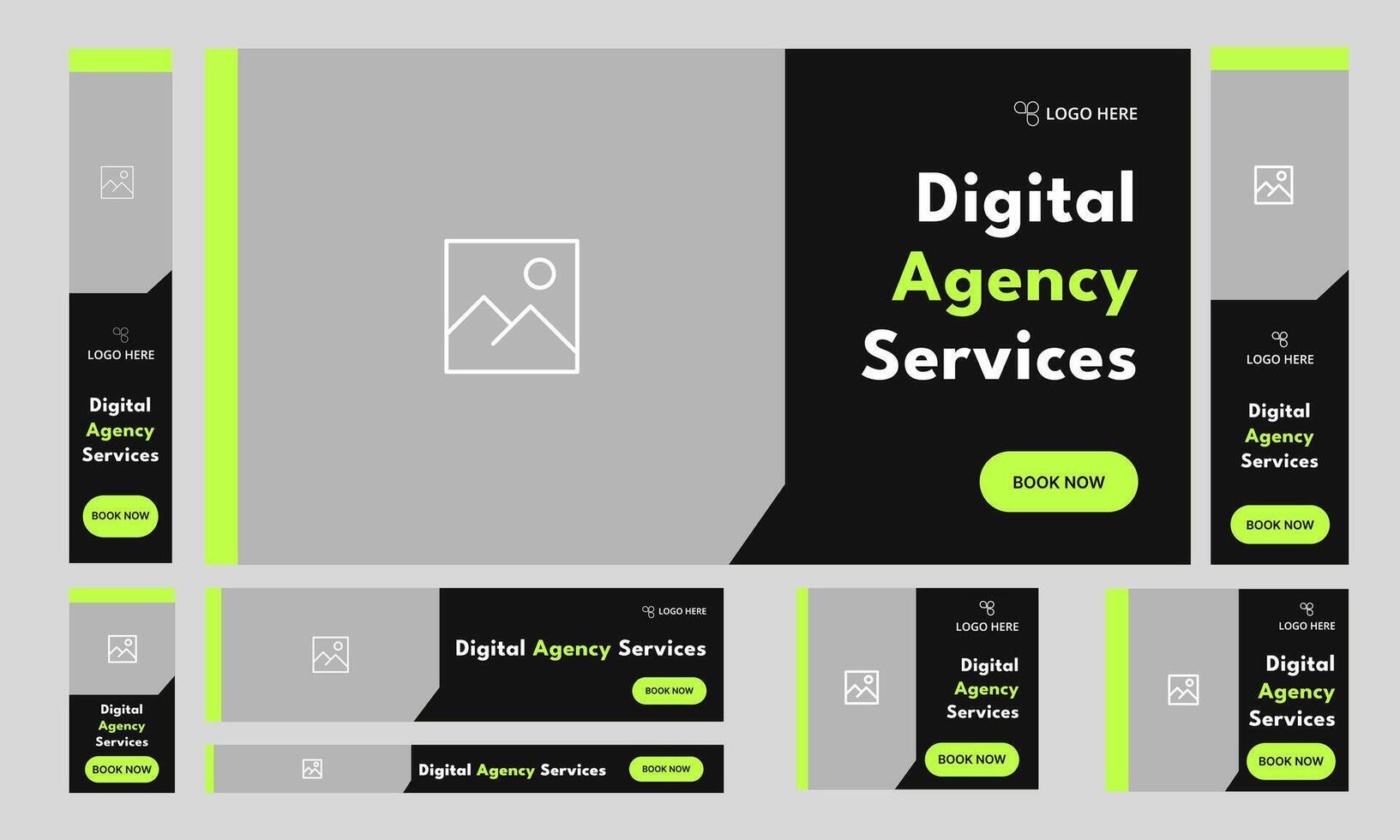 Digital business agency best services set banner for social media post, digital banner, web bundle banner design, customizable eps 10 file format vector