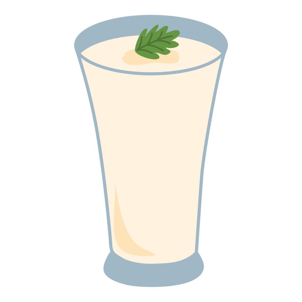 Indian Salty lassi with mint leaves and kala namak vector