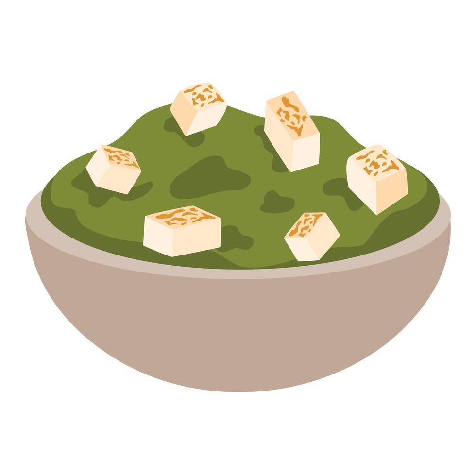 Palak Paneer Served Basmati Rice vector