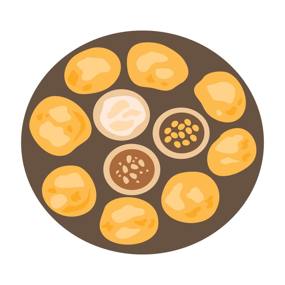 Pani Puri Indian Food illustration vector