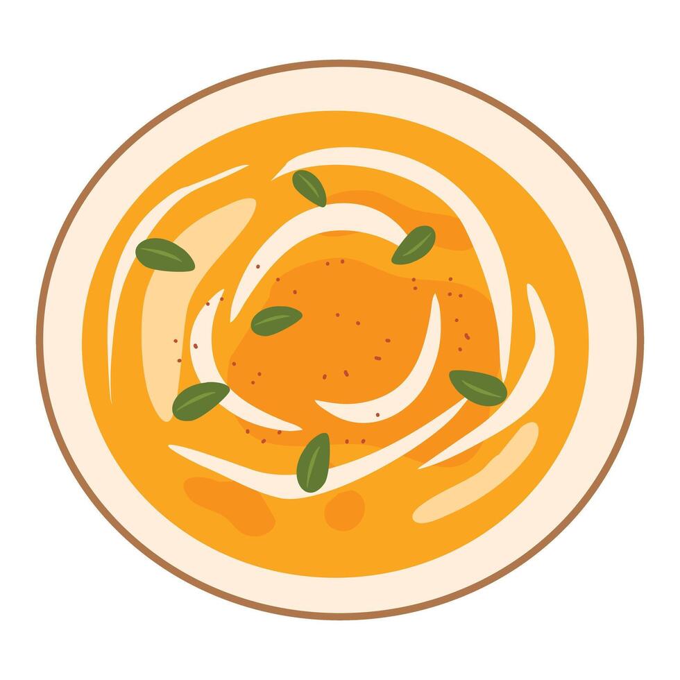 Pumpkin Soup Garnish Microgreens food illustration vector