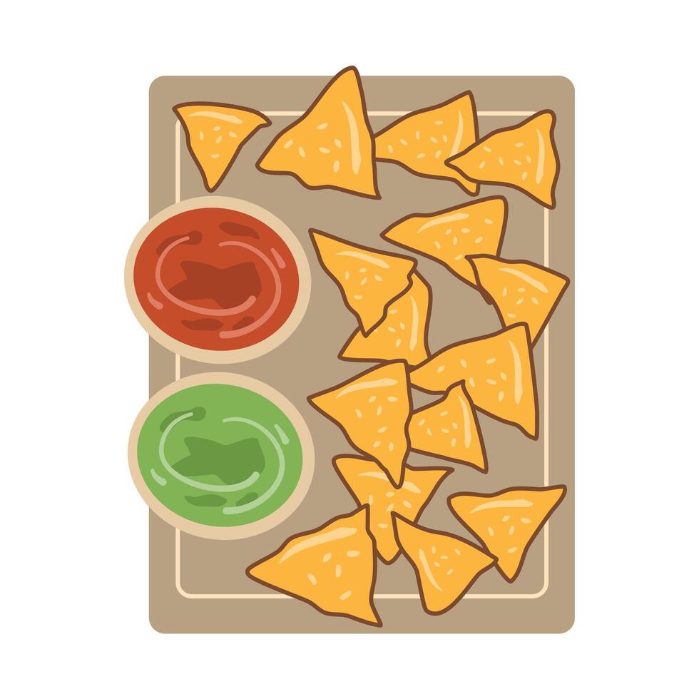 Tomato Salsa and Guacamole with Tortilla Chips vector