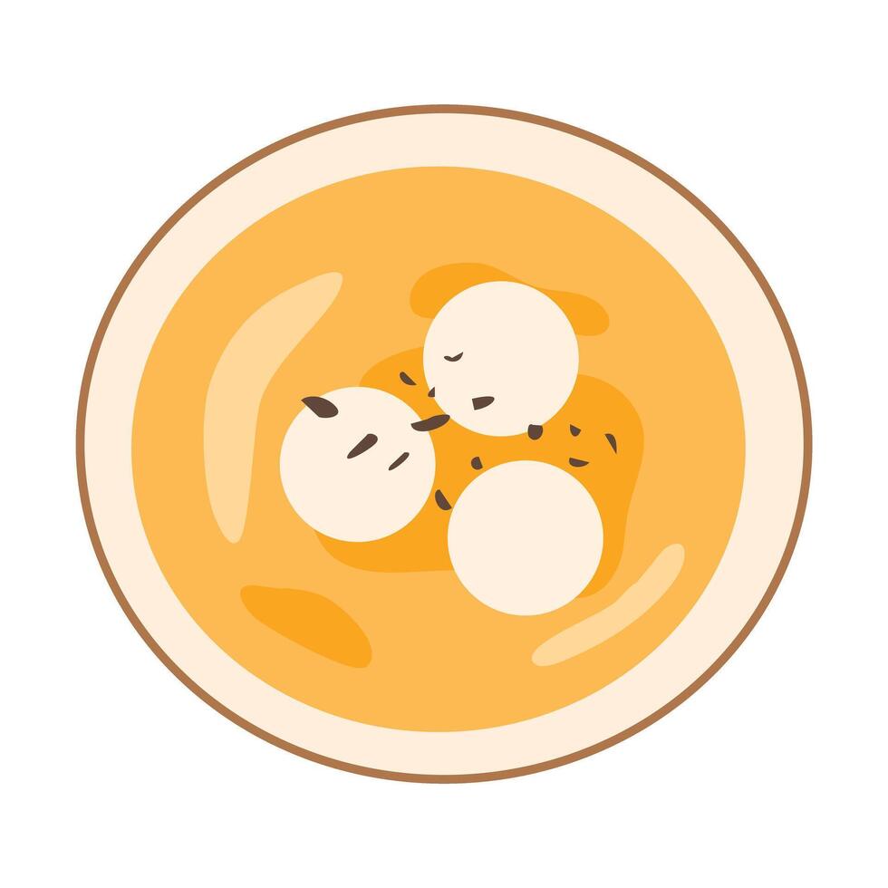 Hobakjuk, Korean pumpkin porridge with rice balls, topping with pumpkin seed vector