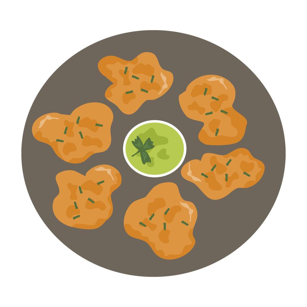 Indian breakfast Snacks Fried Pakora vector