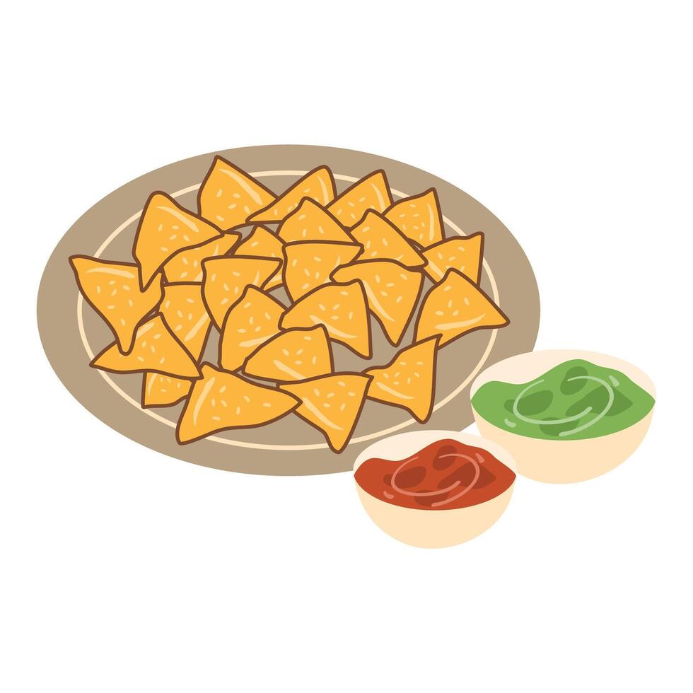 traditional mexican nachos and tortilla chips vector