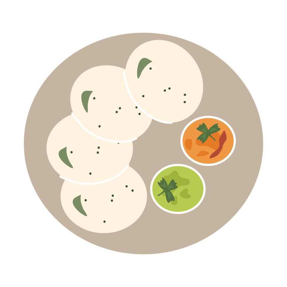 Idli or idly sambar South Indian food vector