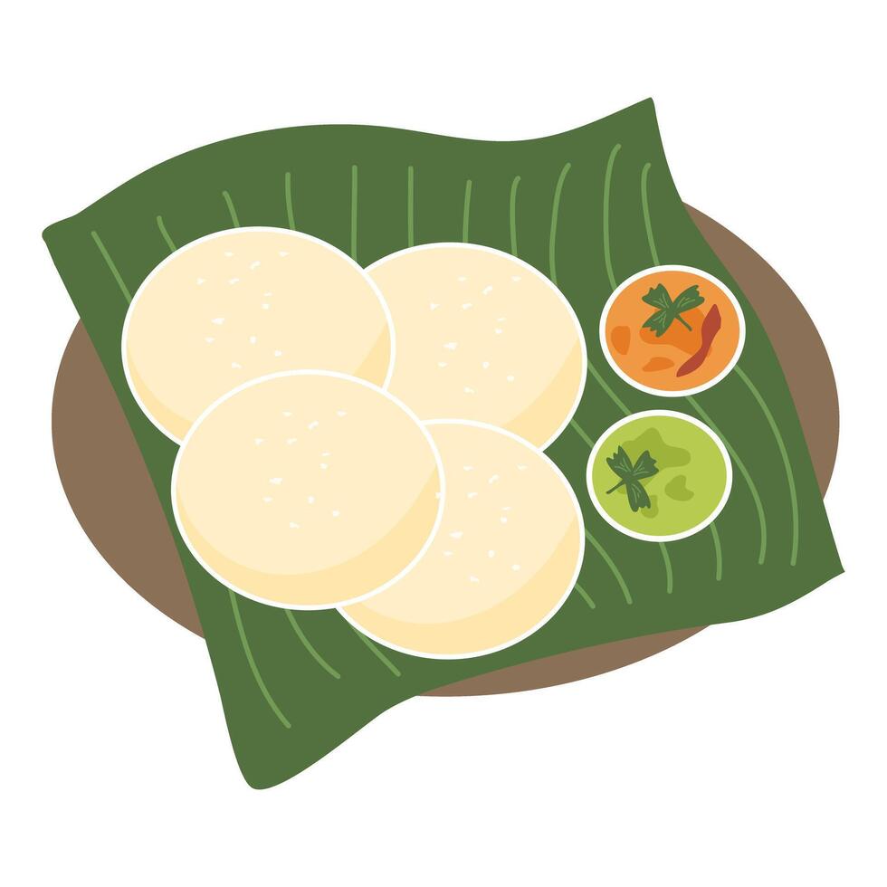 South Indian breakfast Idly or Idli or rice cake vector