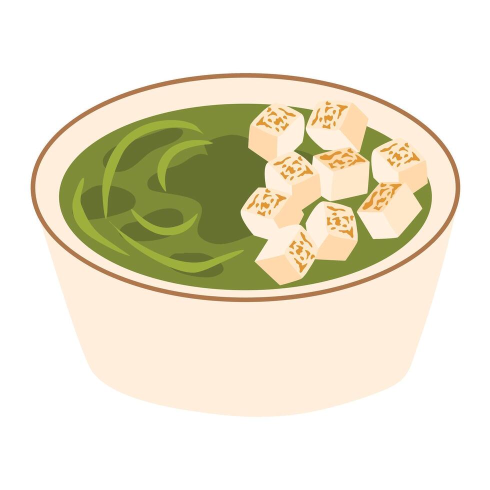 Palak paneer or Spinach and Cottage cheese curry vector