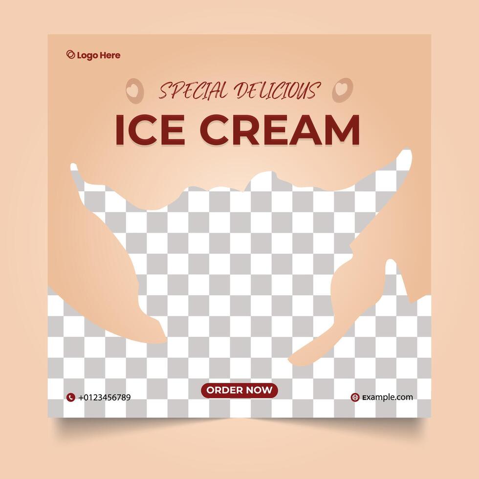 special delicious Ice cream discount template design with abstract shapes. special ice cream sale social media post design with cream and chocolate colors. vector