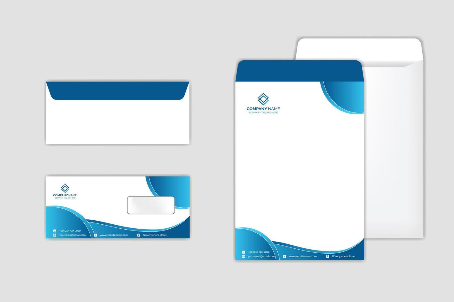 Corporate Envelope Design Template set vector