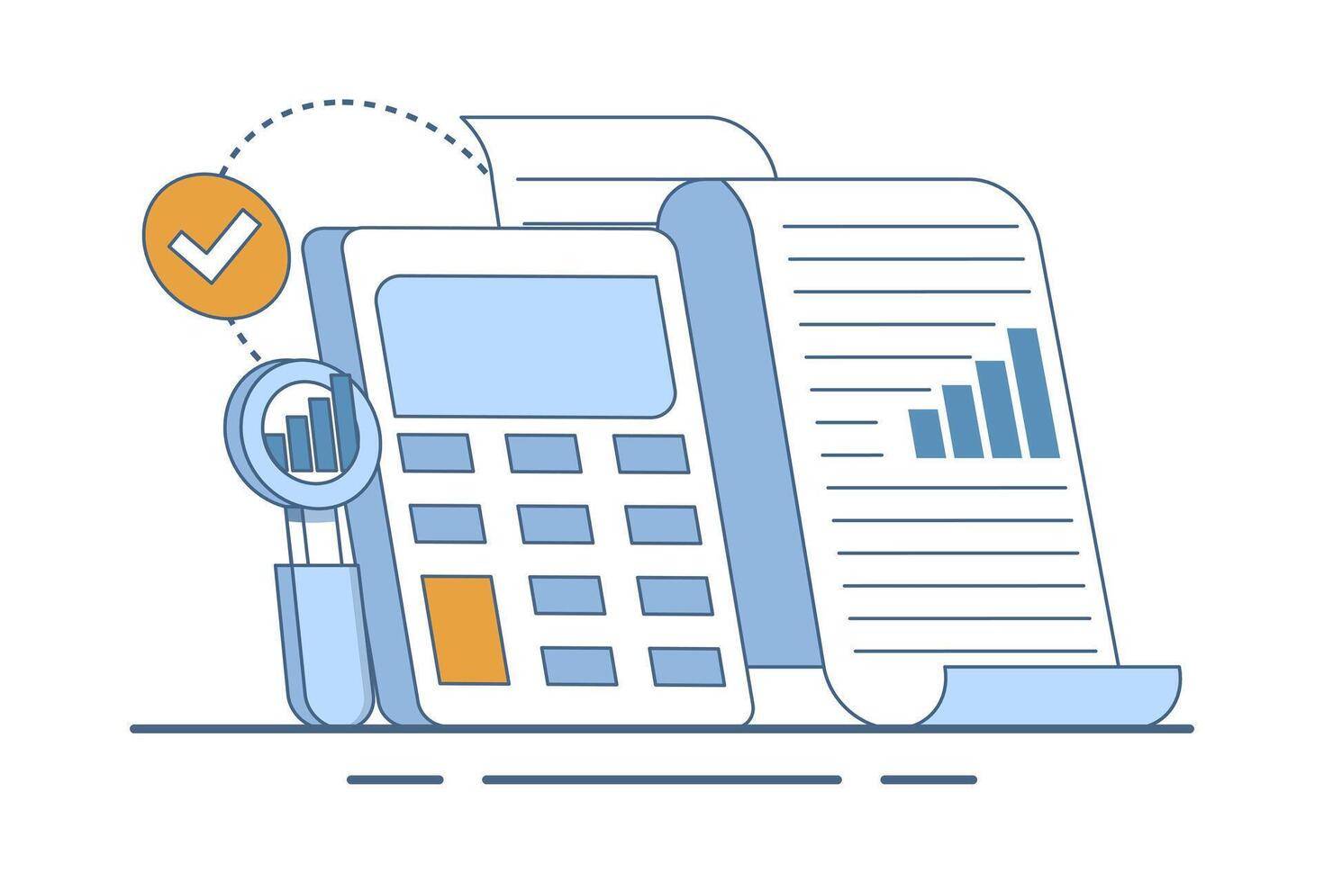 Performance data analysis concepts, investment reports, marketing studies, audition services, Statistics and analytics concepts, business performance reports, marketing research services. flat . vector