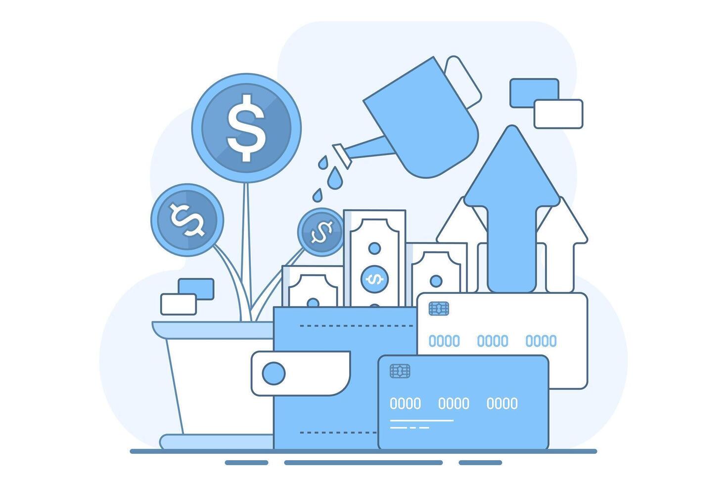 Personal investment concept, Develop business, grow or increase income income, personal development, growth mindset or return on investment, prosperity. flat illustration. vector
