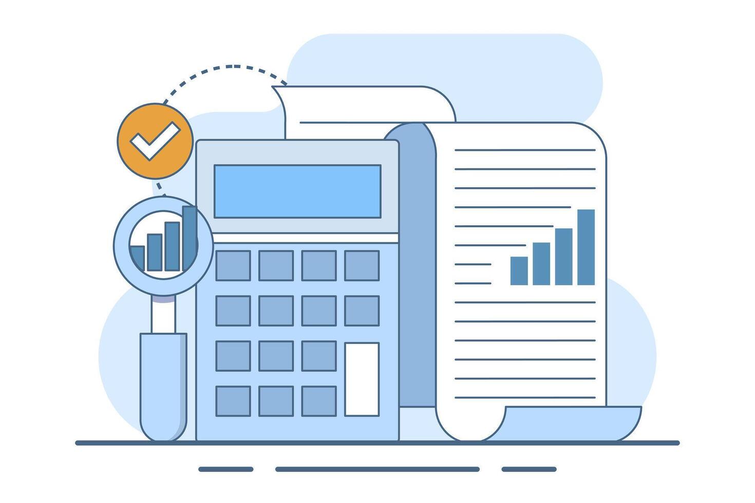Performance data analysis concepts, investment reports, marketing studies, audition services, Statistics and analytics concepts, business performance reports, marketing research services. flat . vector