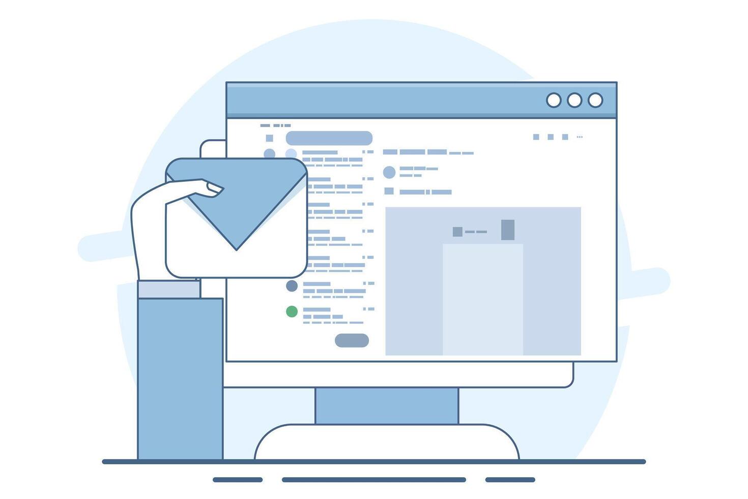 Concept of Email inbox or new email notification. email notification on laptop, email message on device screen. Message reminder concept. Newsletter on computer. illustration in flat style. vector