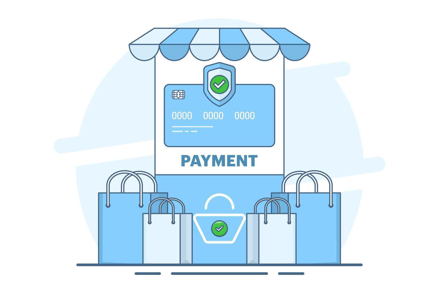 E-commerce checkout page concept with payment method in shopping cart, secure payment gateway. Select and activate a suitable mobile payment method for a seamless online shopping experience. . vector