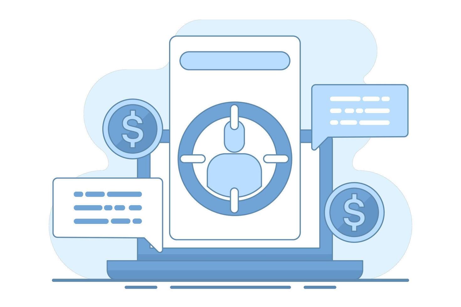 concept of customer demographics or target audience, market segmentation, consumer behavior and marketing strategy icon. sales generation and customer attraction. isolated on background. vector