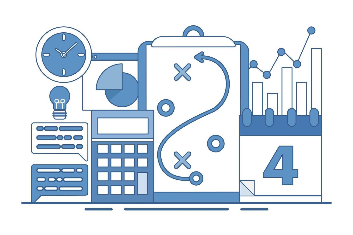 Business planning concept with data analysis, business analysis, sales market research, strategic analysis, product testing, business reports, company performance consulting.business management. vector