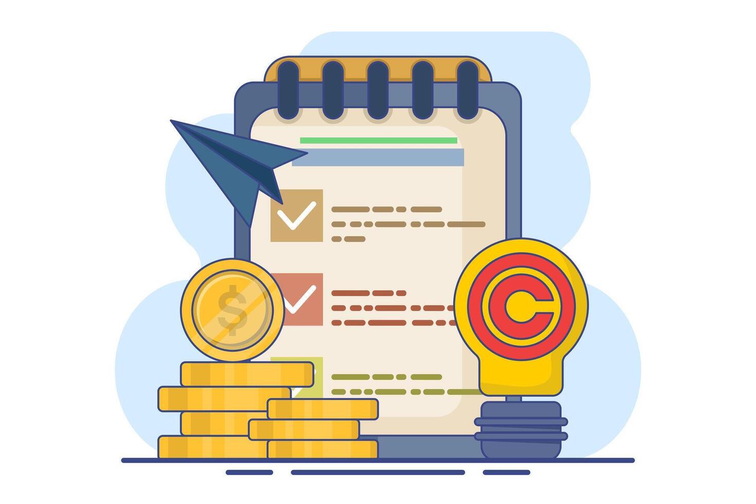 Intellectual Property and Copyright concept, innovation protection law and rights, patent law copyright, copyright protected by law, patent protection, copyright symbol, document, digital law. vector