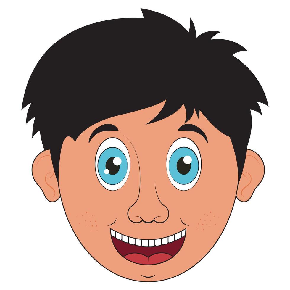 Clipart smiling face of a boy flat design isolated on white background vector
