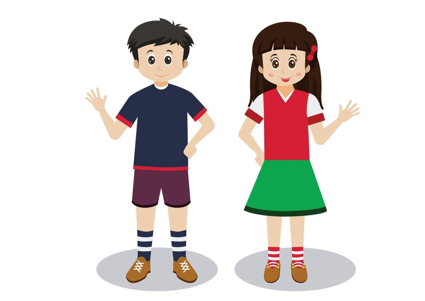 Cartoon Boy and Girl flat design isolated on white background vector