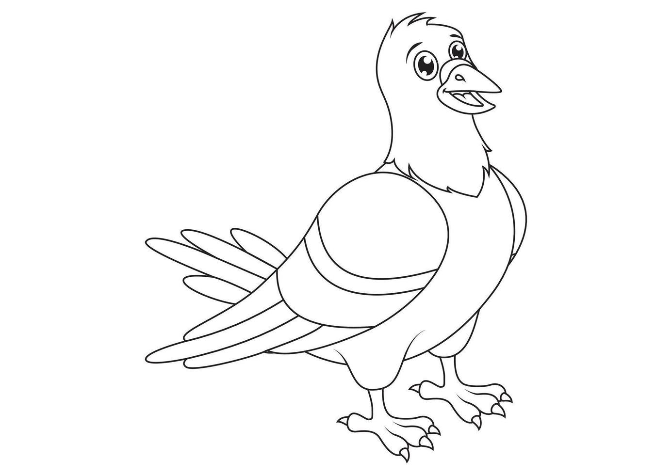 Black and White pigeon cartoon. Coloring page of cartoon pigeon vector