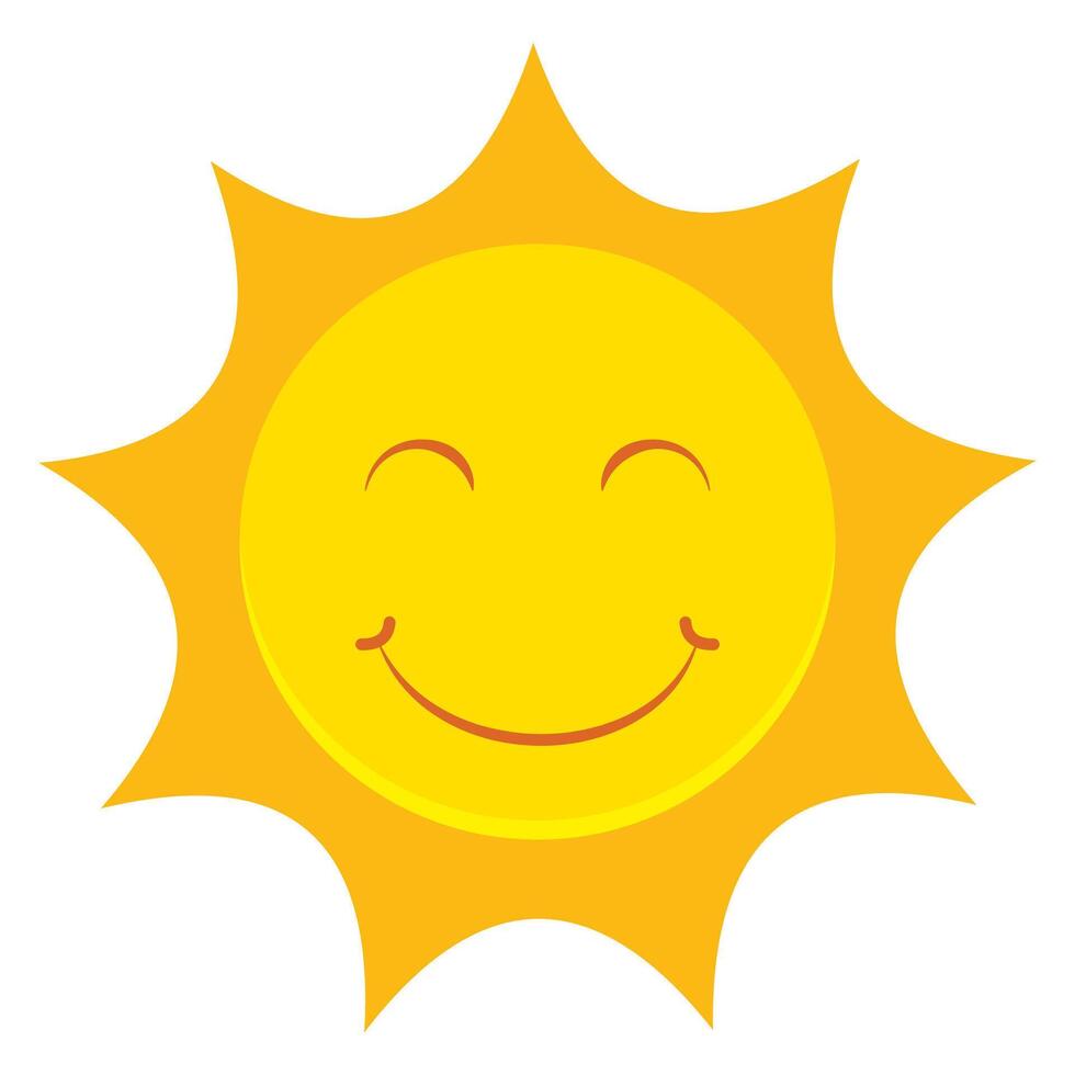 Smiling sun flat design isolated on white background vector