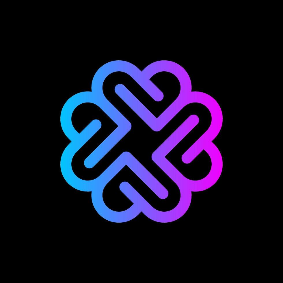 love or heart shape monogram in modern gradient color logo vector