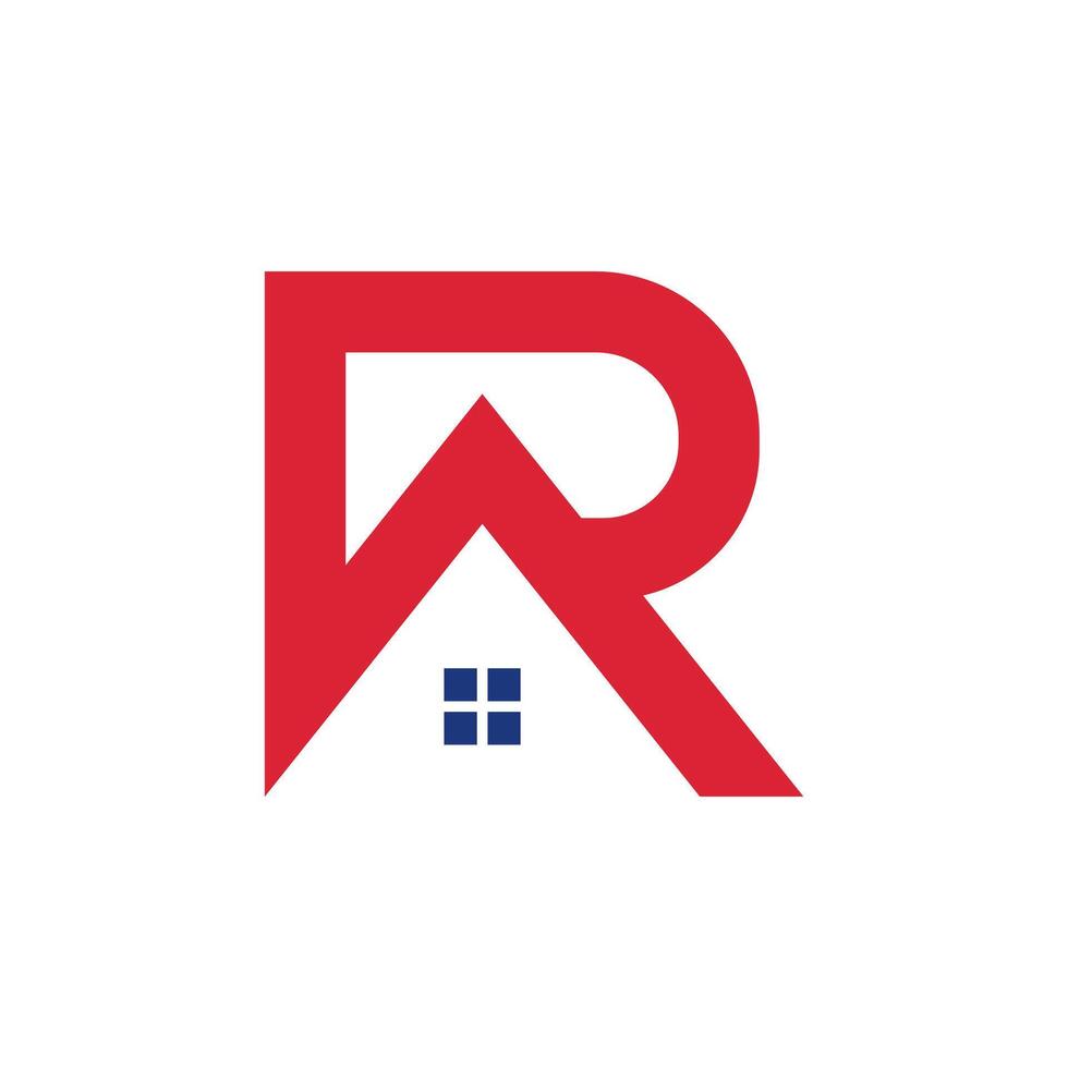 Minimal letter RA, AR or R real estate house logo template vector