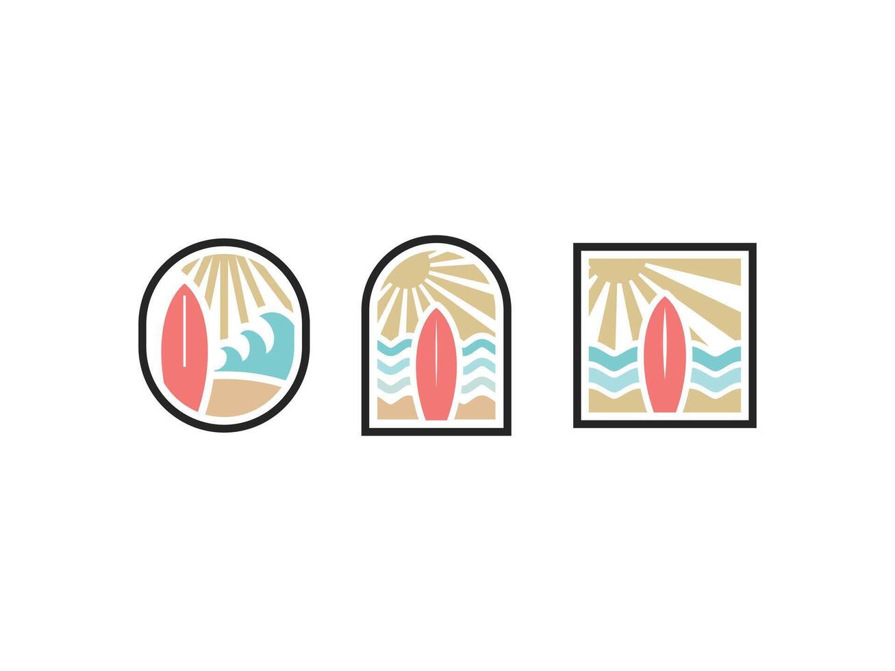 Set of Summer beach coast island surfing theme badge vector