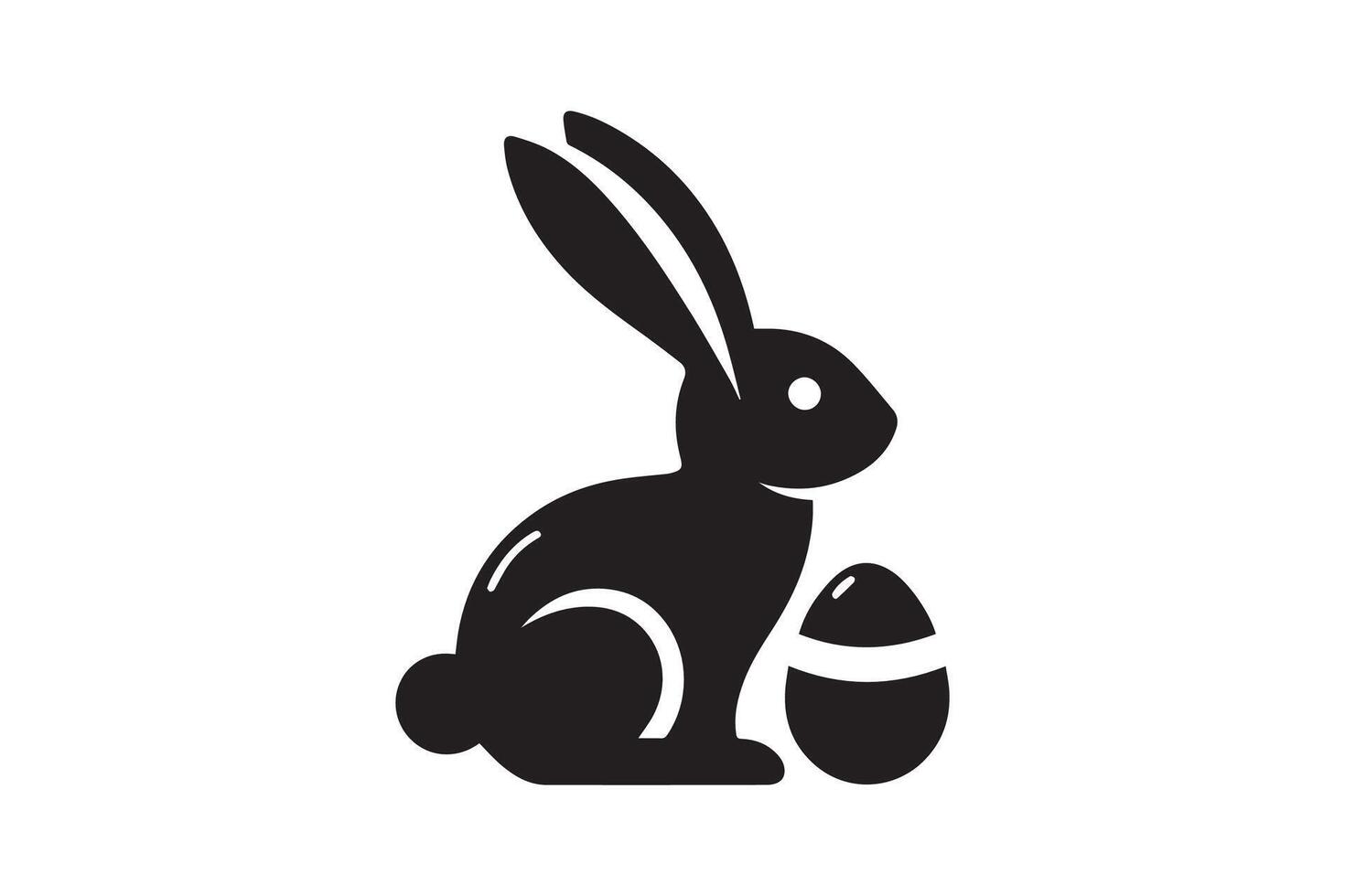 Easter bunny with egg silhouette vector