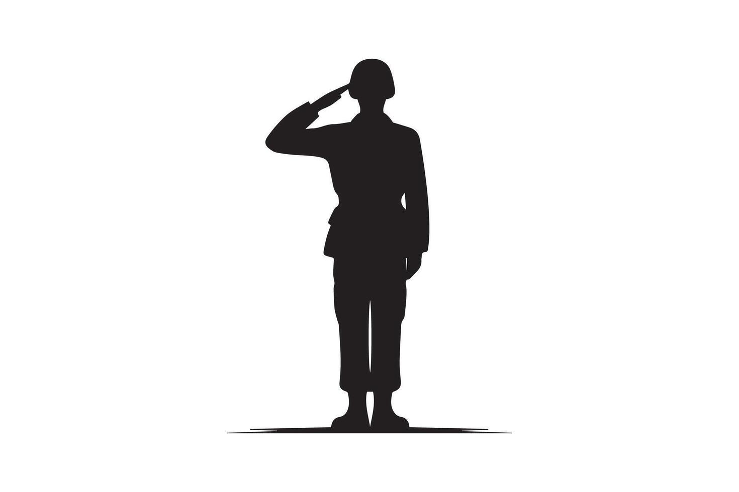an army soldier saluting silhouette. soldier saluting on the on white background vector