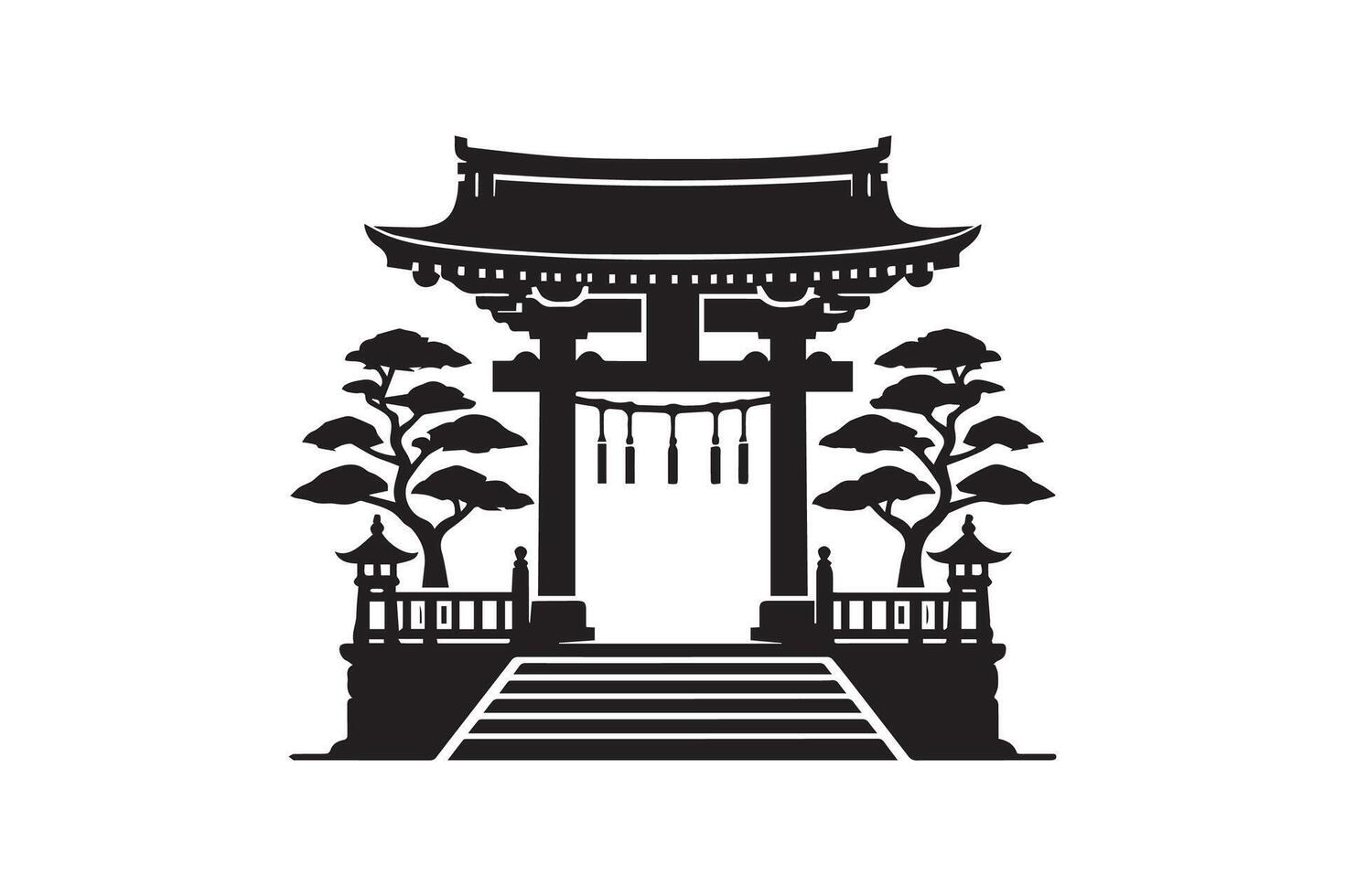 Japanese torii gate silhouette vector