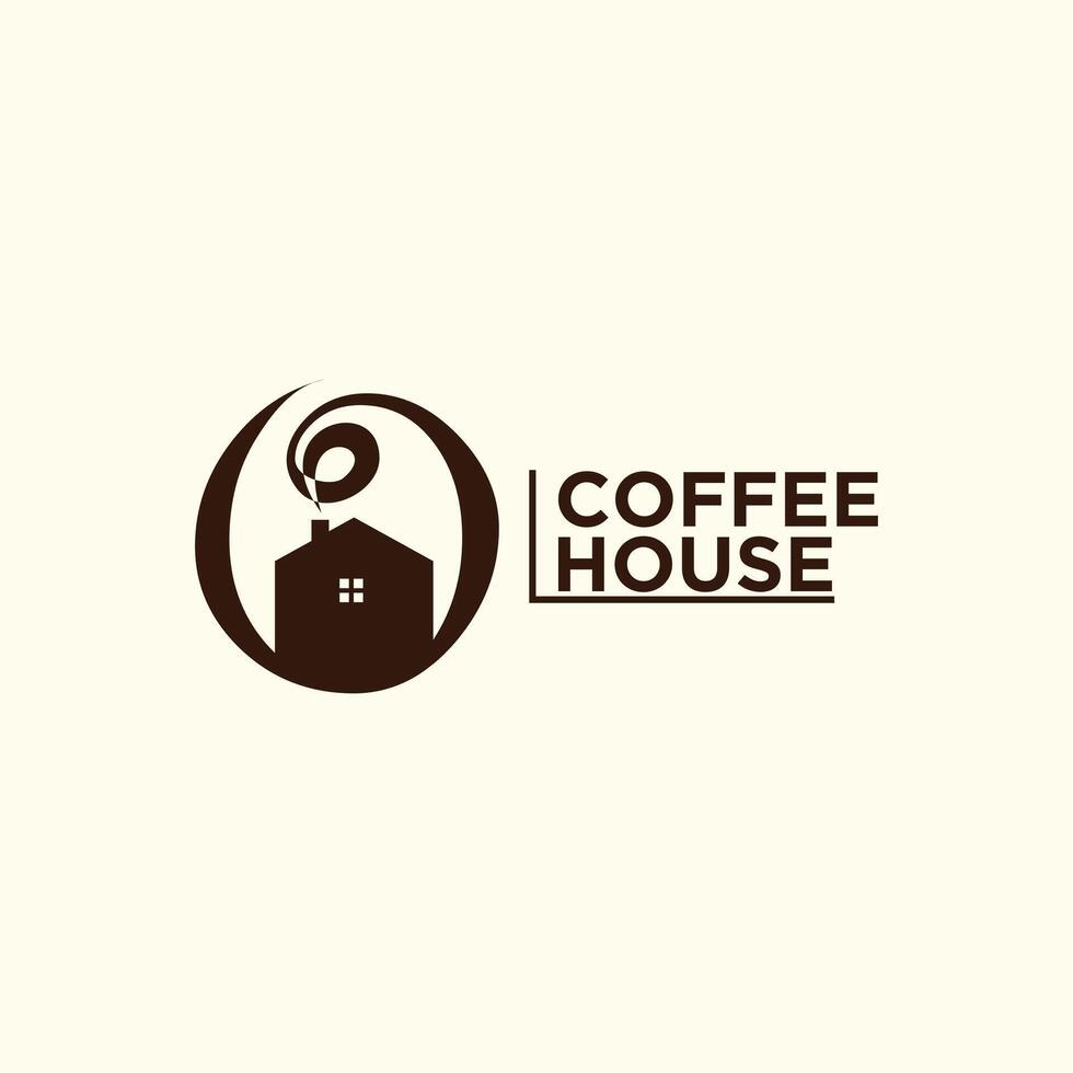 A brown and white logo with coffee beans house vector