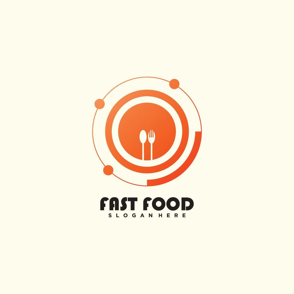 Fast food logo with creative element style premium vector