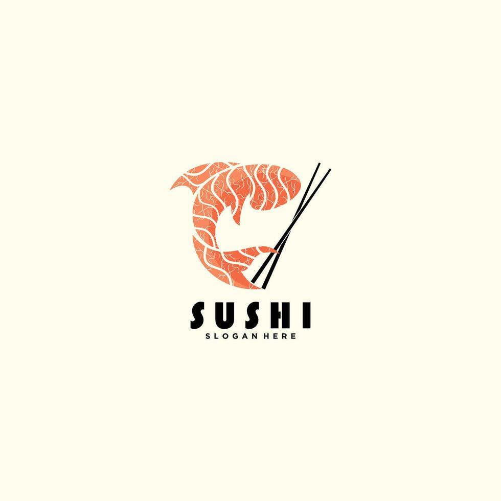 Design a sushi logo with a modern concept for the restaurant business vector
