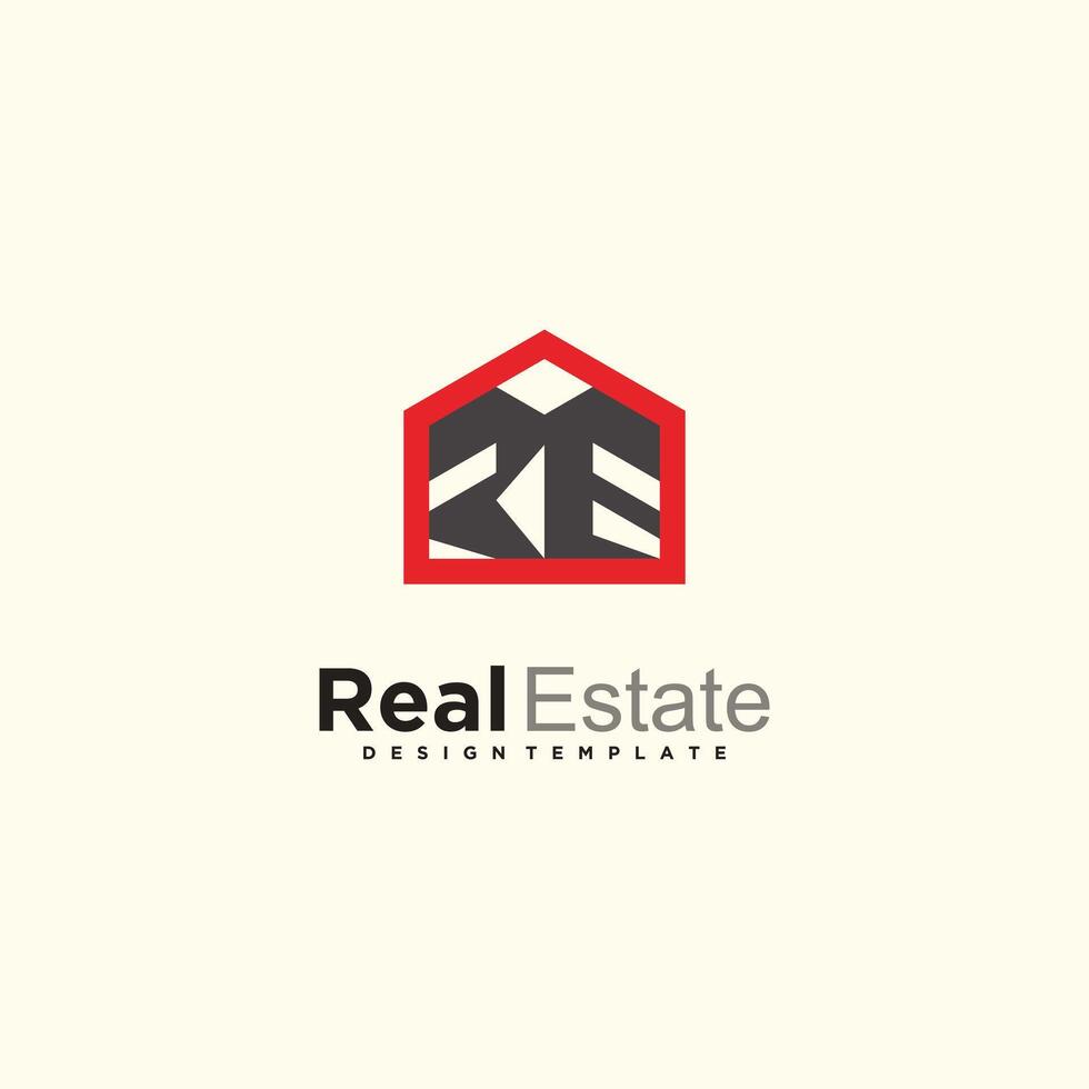 RE Logo design with house ilustration vector