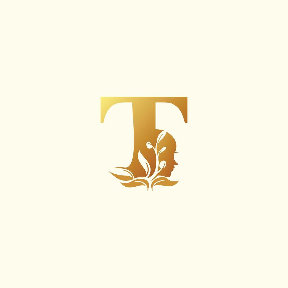 Beauty logo design icon for business with letter T concept idea vector