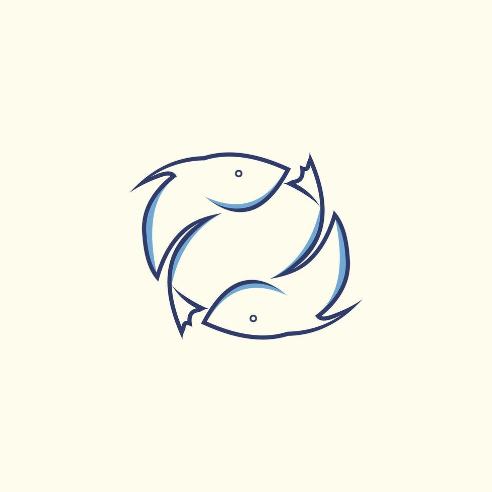 Tuna two fish logo simple design vector