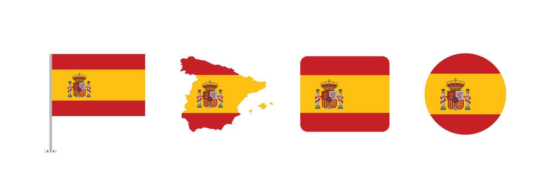 Spain flag. Set of Spain Flags Collection. vector