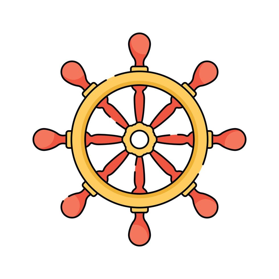 Nautical ship wheel icon, maritime, sailing, or sea adventure, ready to use vector