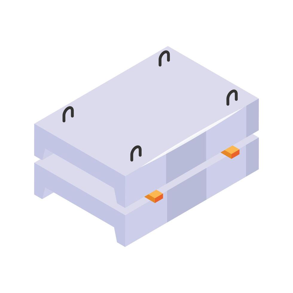 An amazing isometric icon of concrete Slabs, ready to use vector