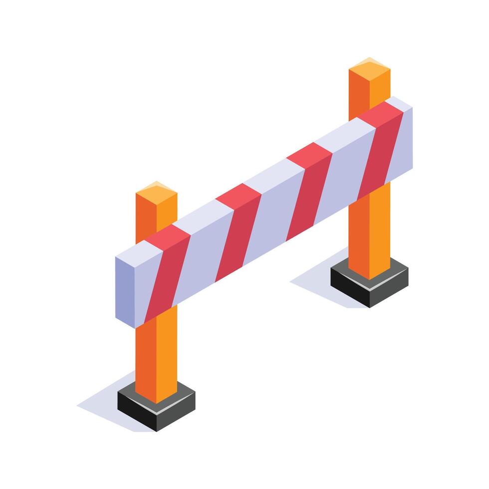 Construction barrier, safety barrier isometric icon in trendy design style vector