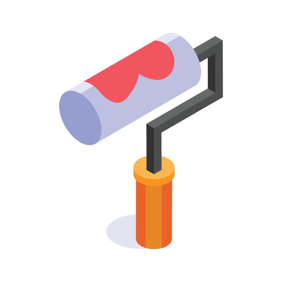 Premium isometric icon of paint roller, customizable design vector