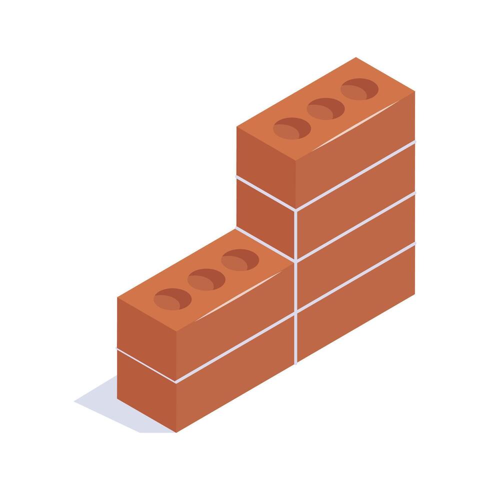 Well designed brick wall isometric icon in modern style vector