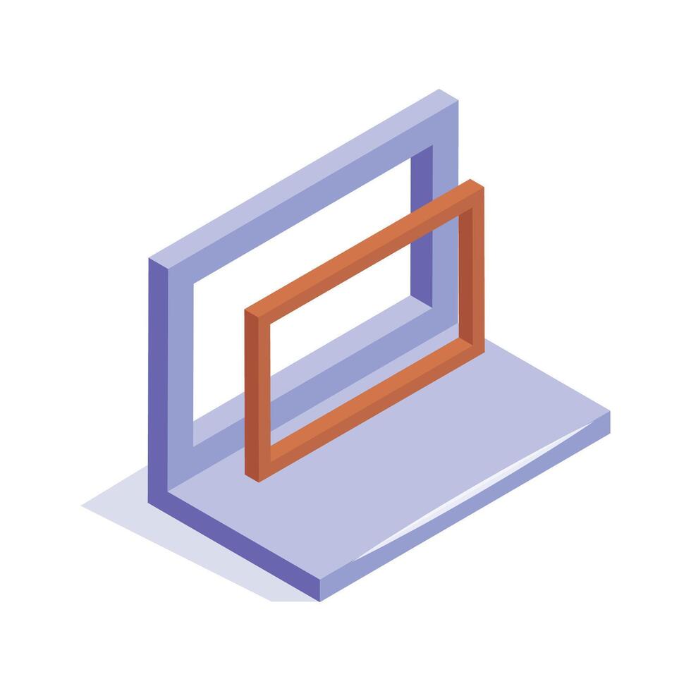 Window installation isometric icon, construction projects and architectural design vector