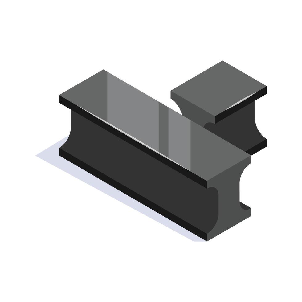 Metal work, trendy isometric of steel beam in modern style vector