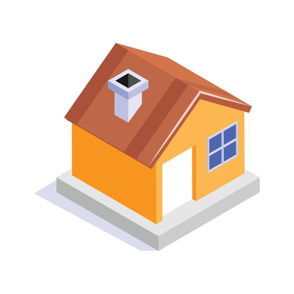 An isometric house model representing residential construction projects vector