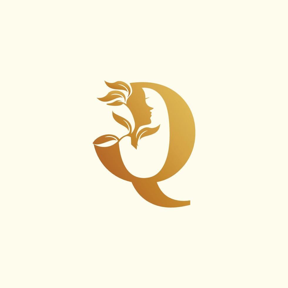 Beauty logo design icon for business with letter Q concept idea vector