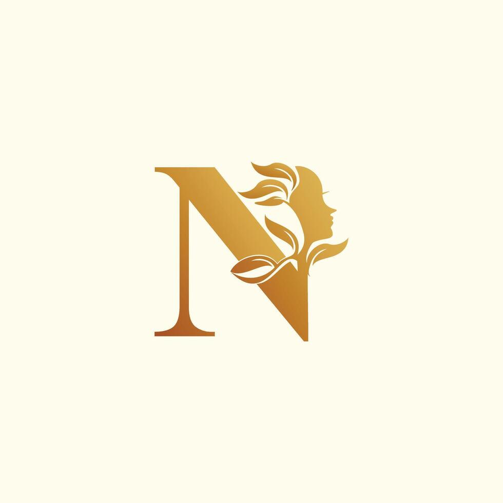 Beauty logo design icon for business with letter N concept idea vector