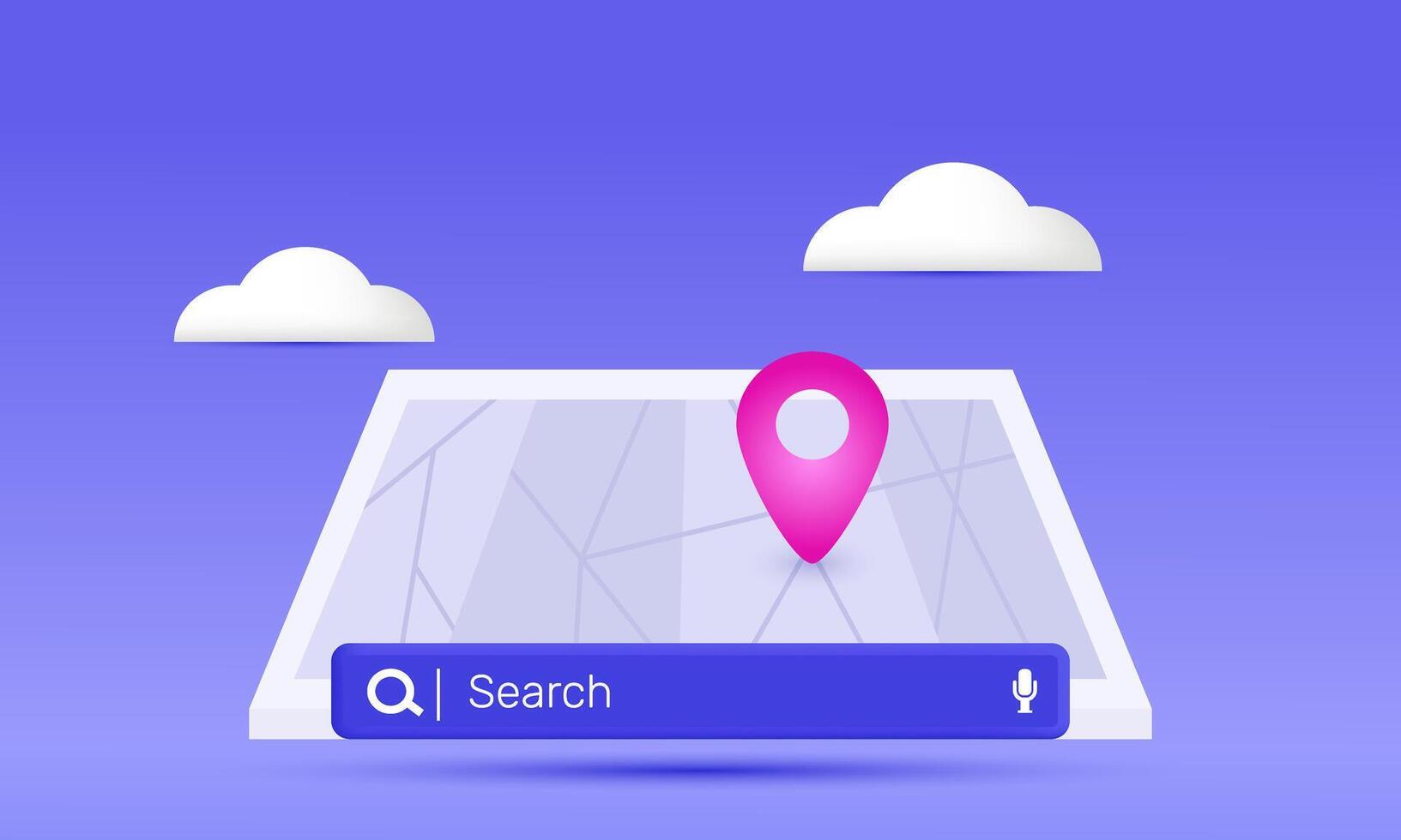 3d location folded paper map search new idea concept design vector